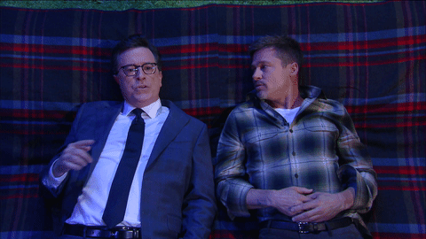 Actors Brad Pitt And Stephen Colbert GIF