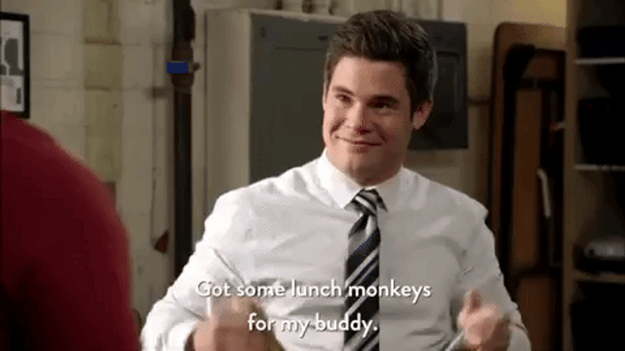 Adam Devine Got Lunch Monkeys GIF