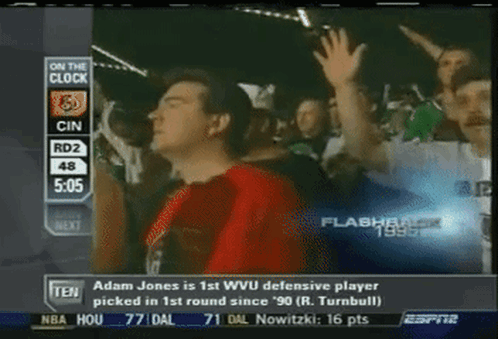 adam jones is the first wvu defensive player picked in the 1st round