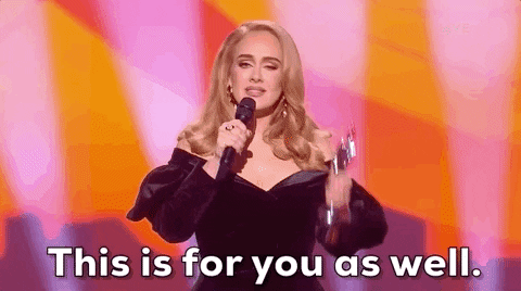 Adele Dedicates Her Trophy To Someone GIF