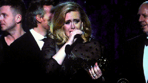 Adele Happily Cries For The Award GIF