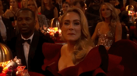 Adele Wore Elegant Red Dress During Awards Night GIF