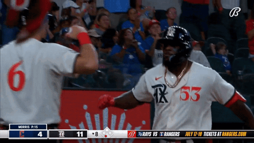 Adolis Garcia Celebration Arm Bump GIF