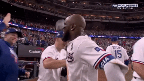 Adolis Garcia High Five With Teammates GIF