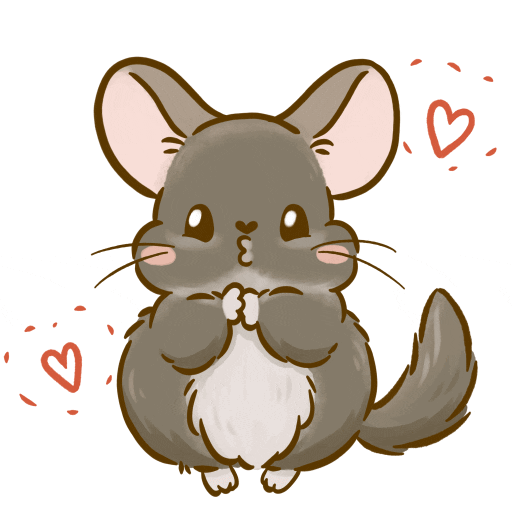 Adorable Animated Chinchilla Hearts GIF