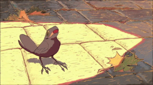 Adorable Animated Crow Eating GIF