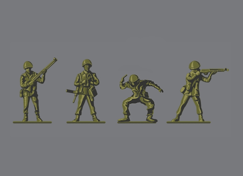 Adorable Army Men Figures Skateboard GIF