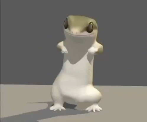 Adorable Cartoon Lizard Dancing GIF