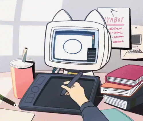 Adorable Computer Graphics Pretending Work GIF