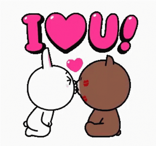 Adorable Cony Bear Kiss Funny I Love You GIF