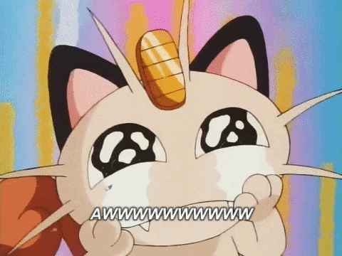 Adorable Cute Reaction Meowth Pokemon Anime GIF
