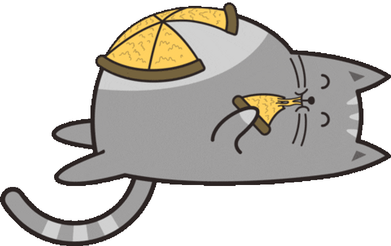 Adorable Fat Cat Eating Pizza GIF