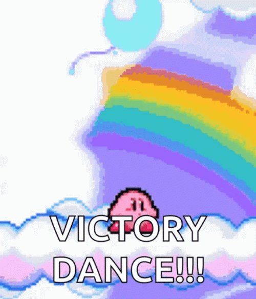Adorable Kirby Rainbow Victory Dance GIF
