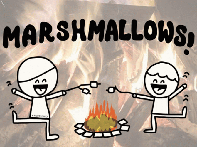 Adorable Marshmallows Campfire Art GIF