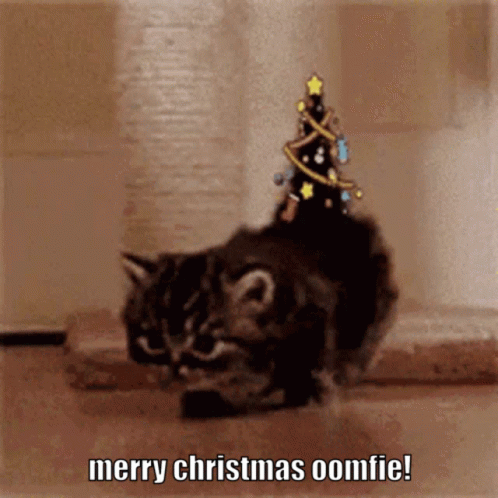 Adorable Merry Christmas Cat Tail GIF