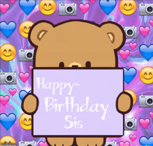 Adorable Mocha Bear Love You Happy Birthday Sis GIF