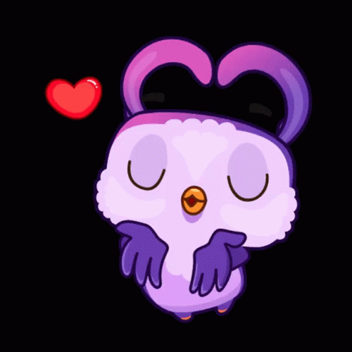 Adorable Owl Bird Kisses Of Animated Hearts GIF