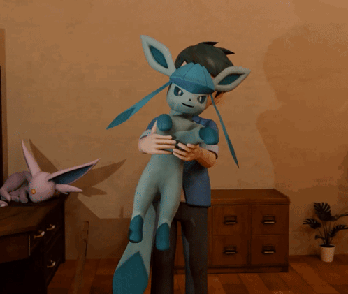 Adorable Pokemon Glaceon Swinging GIF