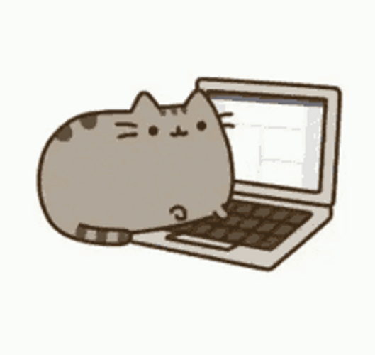 Adorable Pusheen Typing Cat GIF