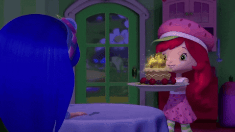 Adorable Strawberry Shortcake Happy Birthday Sis Cake GIF
