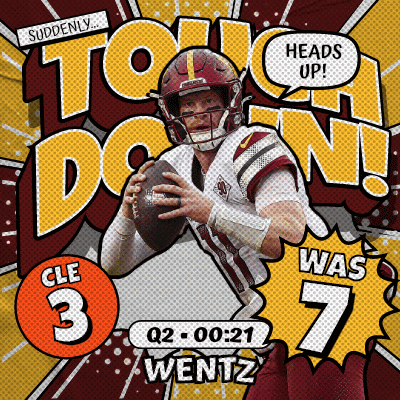 Advertisement For CLE 3 Wentz With Football GIF