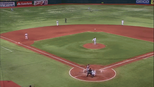 Aerial View Baseball Field With Budweiser Ad GIF