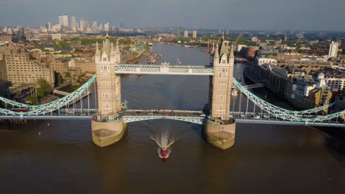 Aerial View Bridge Over River City