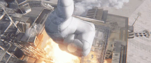 Aerial View Building With Giant Hand Thumbs Up