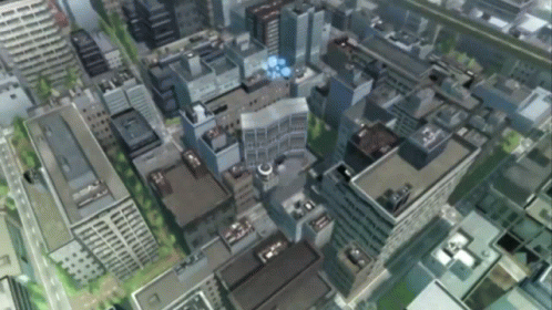 Aerial View City With Buildings Saying A