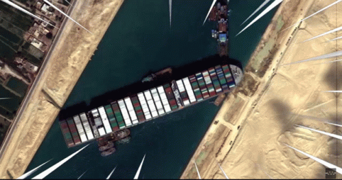Aerial View Container Ship In River GIF
