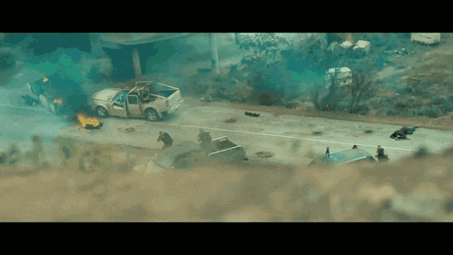Aerial View Of Bomb-Destroyed Car GIF