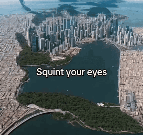 Aerial View of City Squint Your Eyes