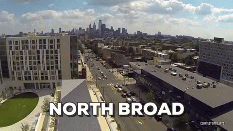 Aerial View of City With North Broad