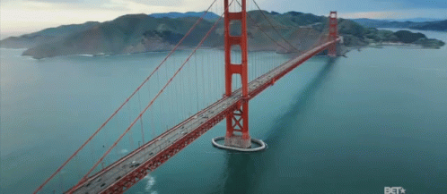 Aerial View Of Golden Gate Bridge With BET Logo GIF
