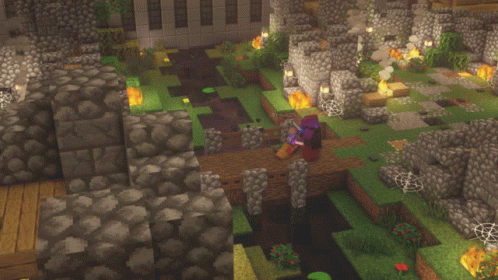 Aerial View of Minecraft World With Bridge