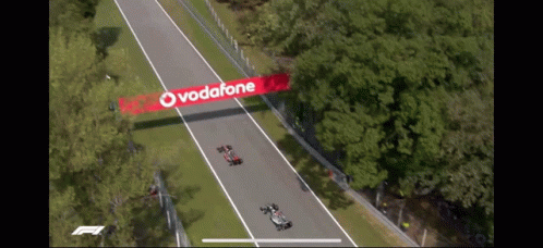 Aerial View of Race Track with Vodafone Banner