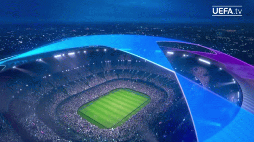 Aerial View of Soccer Stadium with UEFA.tv Logo