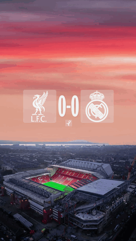 Aerial View Soccer Stadium Liverpool vs Real Madrid 0-0