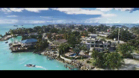 Aerial View Tropical Island With Houses and Boats