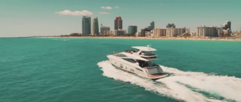 Aerial View Yacht Ocean City Skyline GIF
