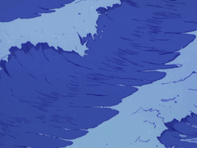 Aesthetic Anime Blue Sea Waves GIF