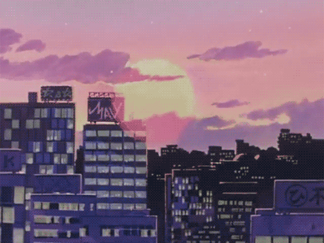 Aesthetic Anime City Sunset GIF