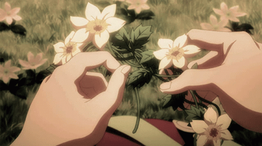 Aesthetic Anime Flower Crown Hands GIF