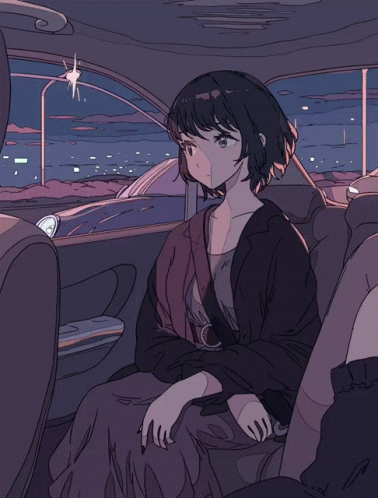 Aesthetic Anime Girl Sad Night GIF