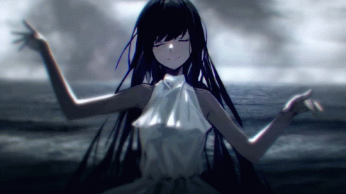 Aesthetic Anime Girl Akashi Lo In Black And White GIF