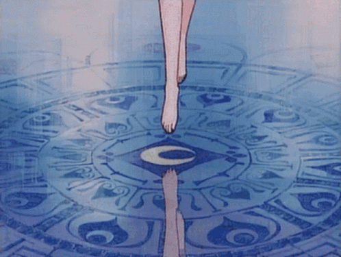 Aesthetic Anime Girl Tiptoeing On Water GIF