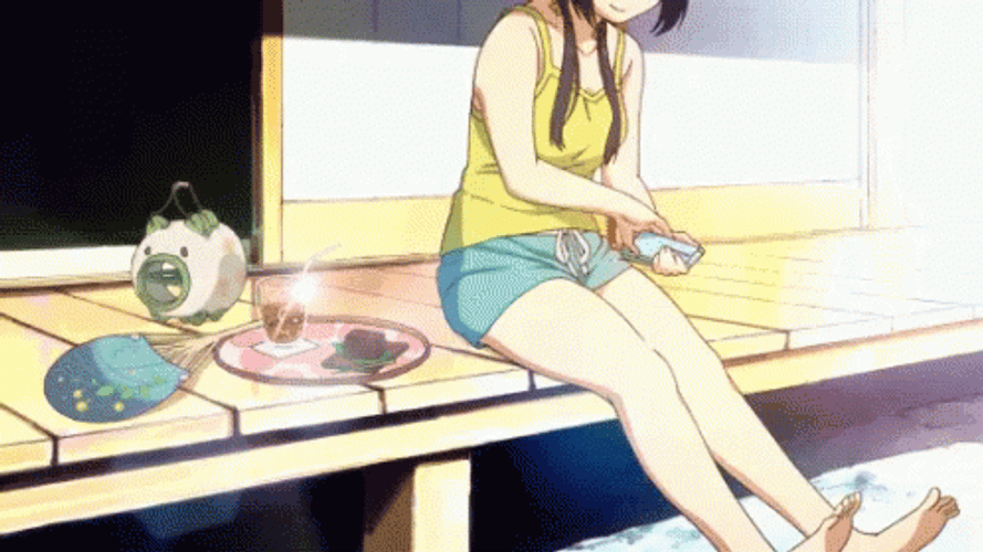 Aesthetic Anime Girl Aiura Holding Cellphone GIF