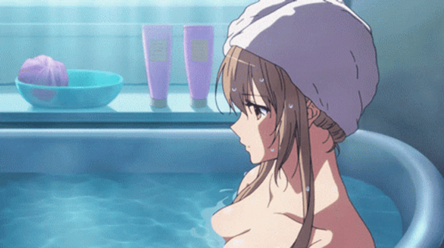 Aesthetic Anime Girl Isuzu Sento In Bathtub GIF