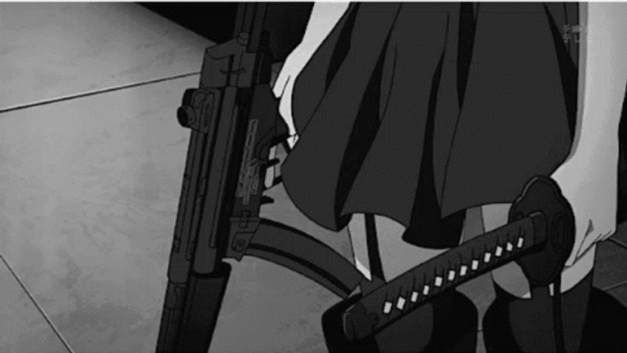 Aesthetic Anime Girl Showing The Samurai Sword GIF