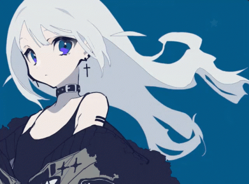 Aesthetic Anime Girl Yoisaki Kanade In White Hair GIF